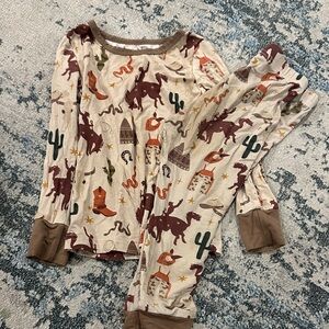 Caden Lane Kids Pajama Set - Cream and Brown